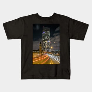 Beetham Tower Manchester at Night with Light Trails Kids T-Shirt